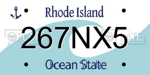 267NX5 Rhode Island License Plate