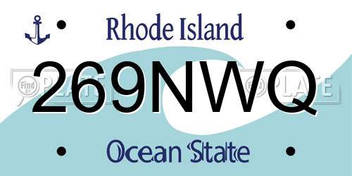 269NWQ Rhode Island License Plate