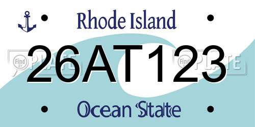 26AT123 Rhode Island License Plate