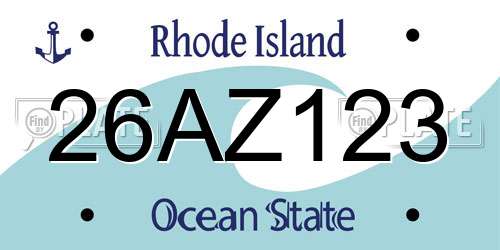 26AZ123 Rhode Island License Plate