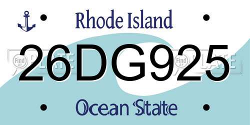 26DG925 Rhode Island License Plate