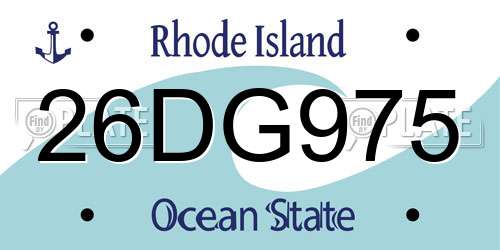 26DG975 Rhode Island License Plate