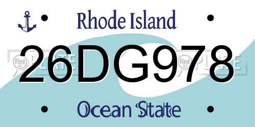 26DG978 Rhode Island License Plate