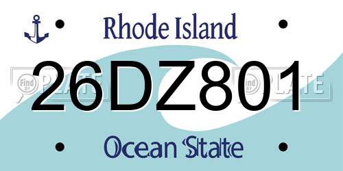 26DZ801 Rhode Island License Plate