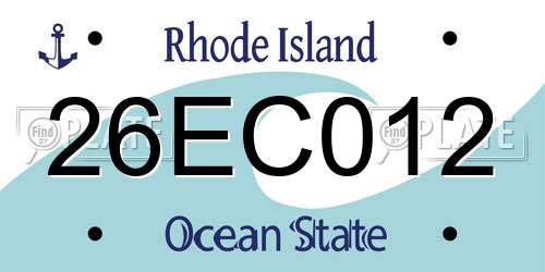 26EC012 Rhode Island License Plate