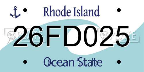 26FD025 Rhode Island License Plate