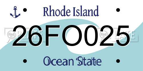 26FO025 Rhode Island License Plate
