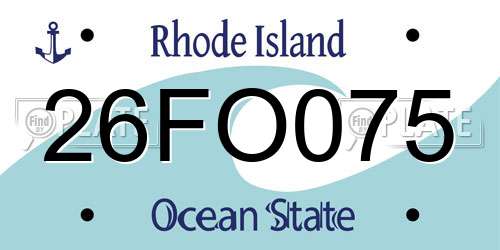 26FO075 Rhode Island License Plate