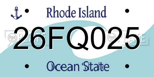 26FQ025 Rhode Island License Plate