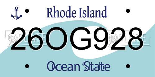 26OG928 Rhode Island License Plate