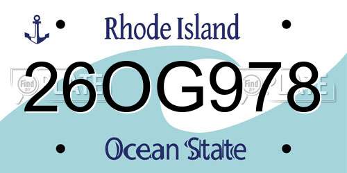 26OG978 Rhode Island License Plate