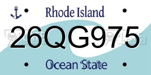 26QG975 Rhode Island License Plate