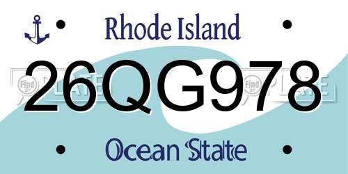 26QG978 Rhode Island License Plate