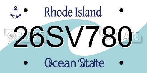 26SV780 Rhode Island License Plate