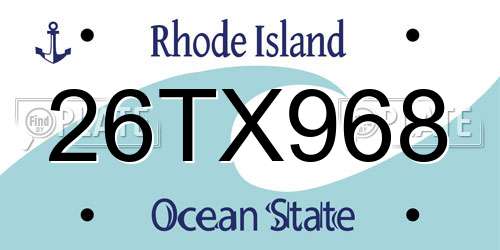26TX968 Rhode Island License Plate