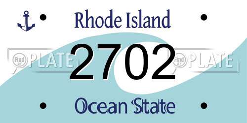 2702 Rhode Island License Plate