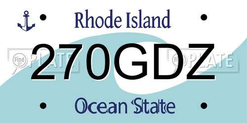 270GDZ Rhode Island License Plate
