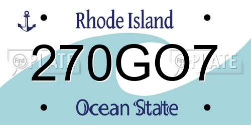 270GO7 Rhode Island License Plate