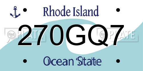 270GQ7 Rhode Island License Plate