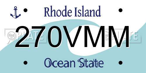 270VMM Rhode Island License Plate