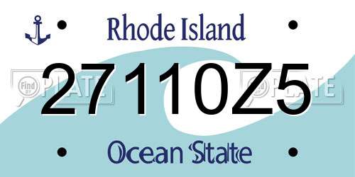 27110Z5 Rhode Island License Plate