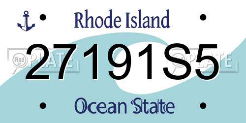 27191S5 Rhode Island License Plate