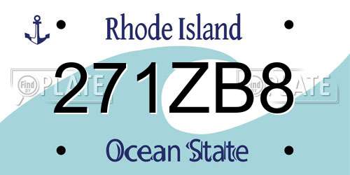 271ZB8 Rhode Island License Plate