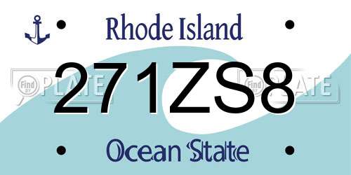 271ZS8 Rhode Island License Plate