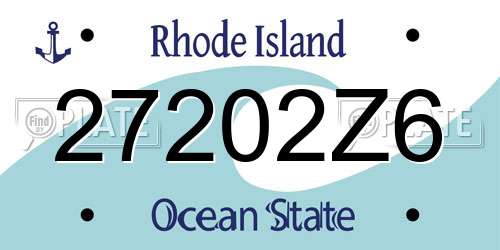 27202Z6 Rhode Island License Plate