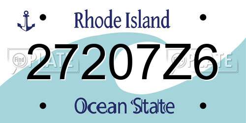 27207Z6 Rhode Island License Plate