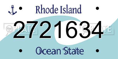 2721634 Rhode Island License Plate