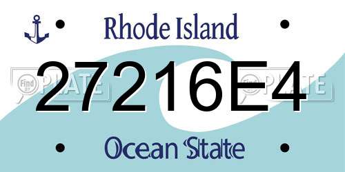 27216E4 Rhode Island License Plate