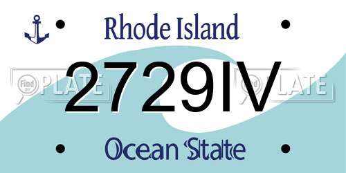 2729IV Rhode Island License Plate