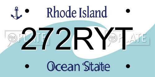 272RYT Rhode Island License Plate