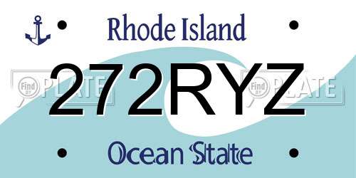 272RYZ Rhode Island License Plate