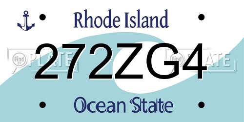 272ZG4 Rhode Island License Plate
