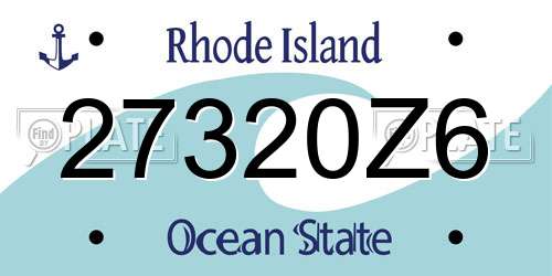 27320Z6 Rhode Island License Plate