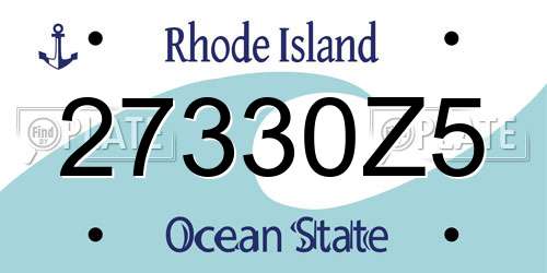 27330Z5 Rhode Island License Plate