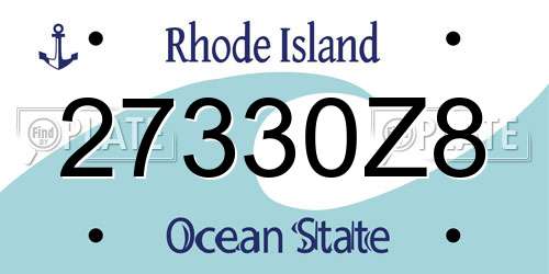 27330Z8 Rhode Island License Plate