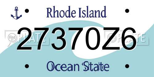 27370Z6 Rhode Island License Plate