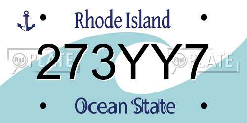 273YY7 Rhode Island License Plate