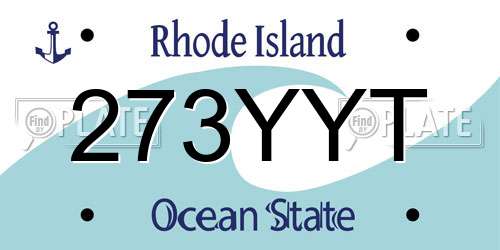 273YYT Rhode Island License Plate
