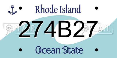 274B27 Rhode Island License Plate