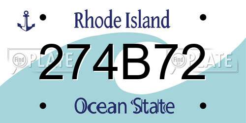 274B72 Rhode Island License Plate