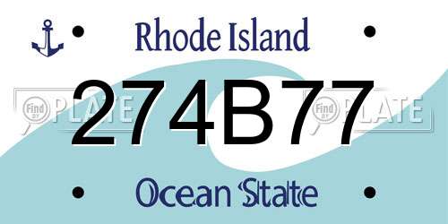 274B77 Rhode Island License Plate