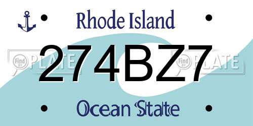 274BZ7 Rhode Island License Plate