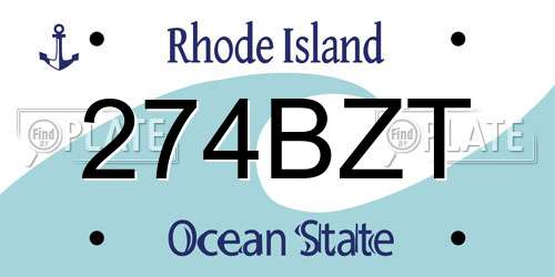 274BZT Rhode Island License Plate