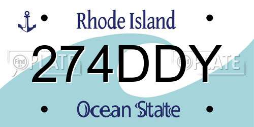 274DDY Rhode Island License Plate