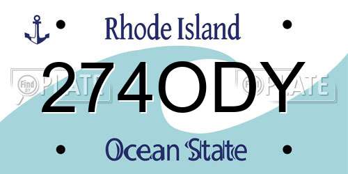 274ODY Rhode Island License Plate