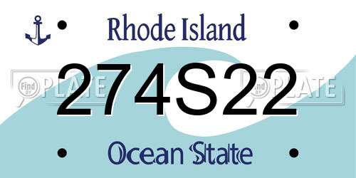 274S22 Rhode Island License Plate